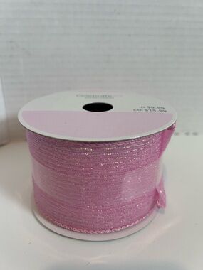 Celebrate It Light Pink Sheer Glitter WIRED Ribbon 2.5” x 19.8’